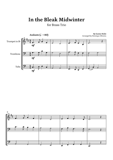 In the Bleak Midwinter (Brass Trio) - Beginner Level