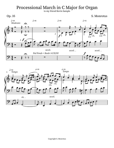 Processional March in C Major for Organ