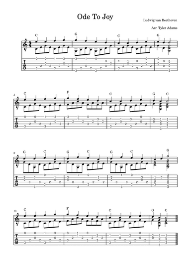 Ode To Joy (Intermediate Solo Guitar)