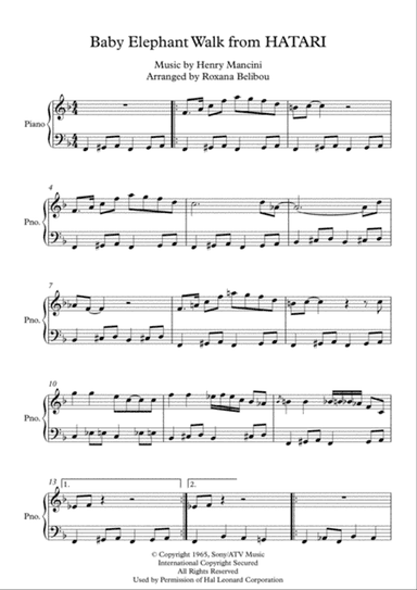 Baby Elephant Walk from the Paramount Picture HATARI!