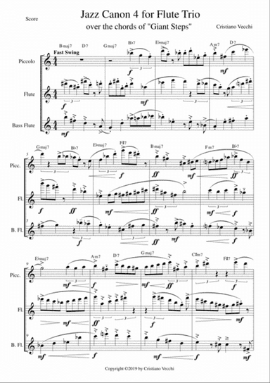 Jazz Canon 4 for Flute Trio