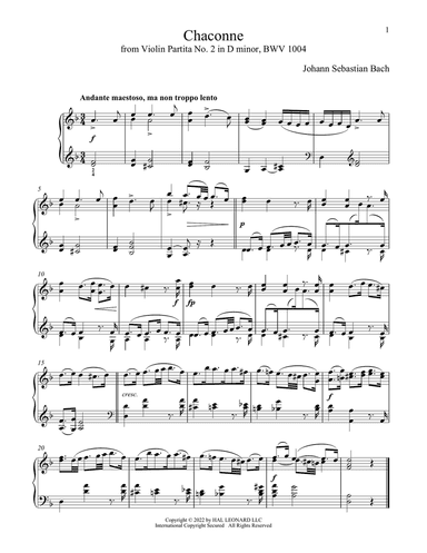 Chaconne (Theme), BWV 1004