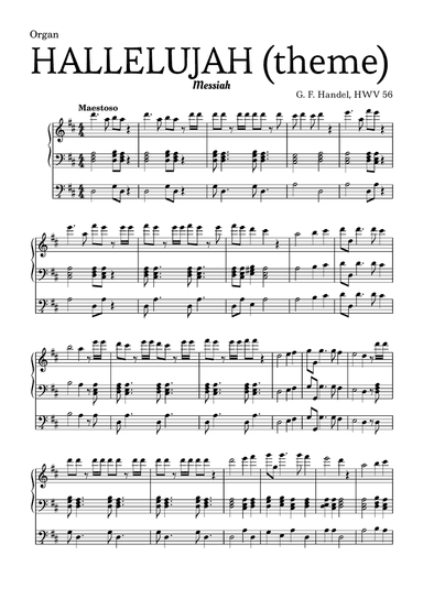 Aleluia (HALLELUJAH), of the Messiah - for Organ and chords