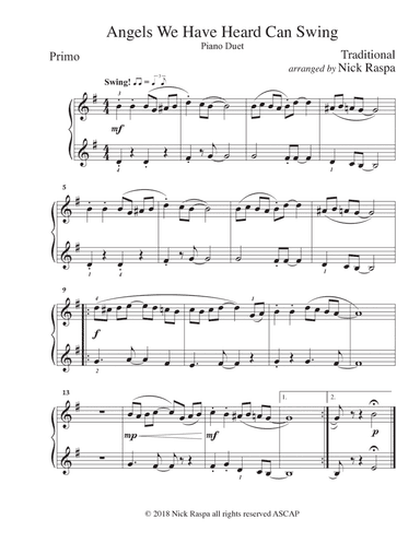 Angels We Have Heard Can Swing (1 piano 4 hands) Primo