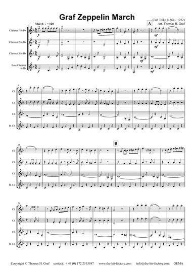 Graf Zeppelin Marsch - The Conqueror - Clarinet Quartet - Eb