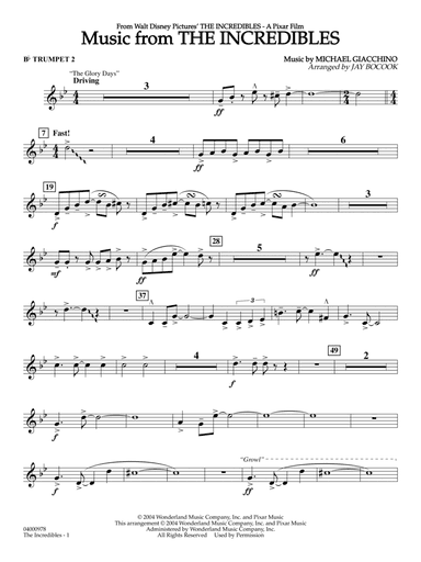Music from The Incredibles (arr. Jay Bocook) - Bb Trumpet 2