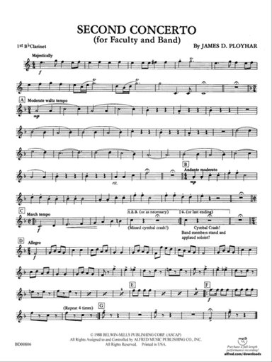 Second Concerto for Faculty and Band: 1st B-flat Clarinet