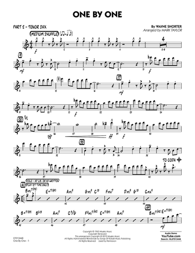 One by One (arr. Mark Taylor) - Part 2 - Tenor Sax