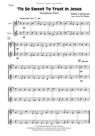 'Tis So Sweet To Trust In Jesus