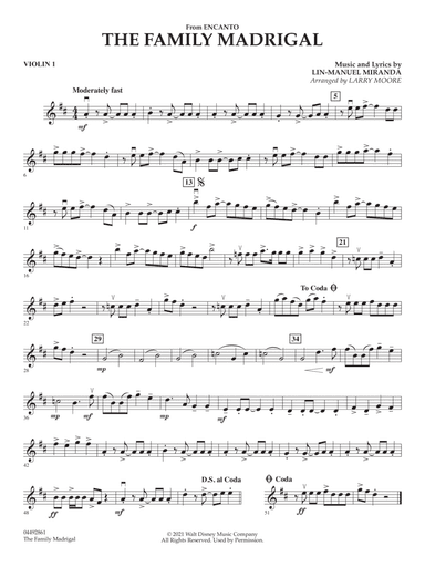 The Family Madrigal (from Encanto) (arr. Larry Moore) - Violin 1