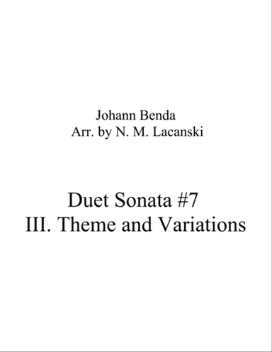 Duet Sonata #7 Movement 3 Theme and Variations
