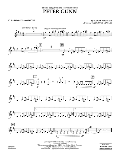 Peter Gunn (arr. Johnnie Vinson) - Eb Baritone Saxophone