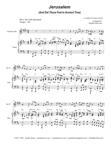 Jerusalem (Bb-Clarinet solo and Piano)