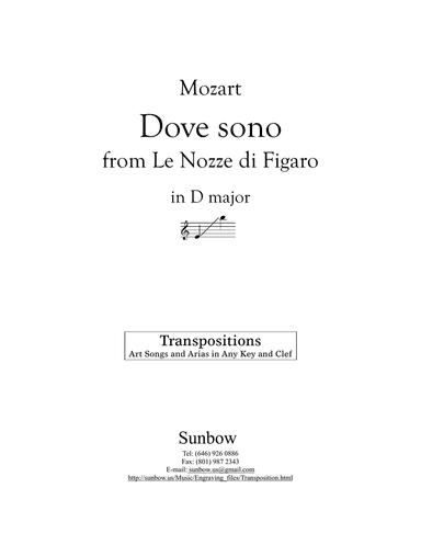 Mozart: Dove sono (transposed to D Major)