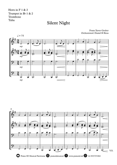 Silent Night - Christmas Carol - Brass Quintet