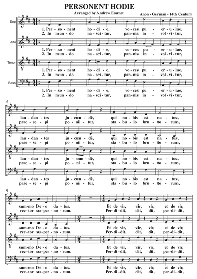 Personent Hodie A Cappella SATB