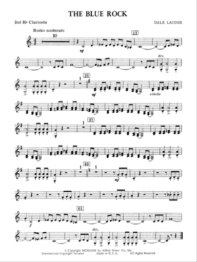 The Blue Rock (with optional Drum Set part): 2nd B-flat Clarinet