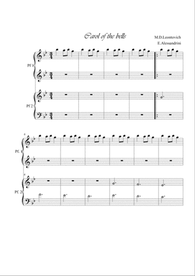Carol of the bells. Piano 4 hands
