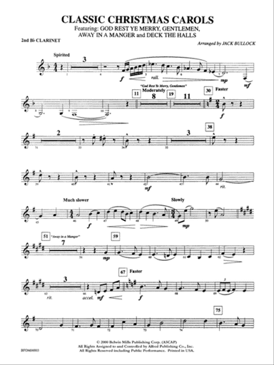 Classic Christmas Carols: 2nd B-flat Clarinet