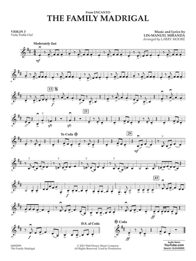 The Family Madrigal (from Encanto) - Violin 3 (Viola Treble Clef)