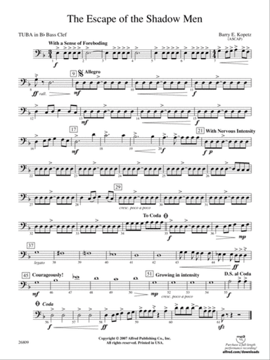 The Escape of the Shadow Men: (wp) B-flat Tuba B.C.