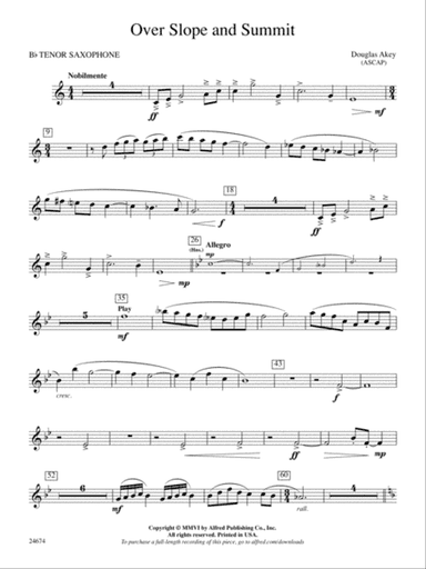 Over Slope and Summit: B-flat Tenor Saxophone