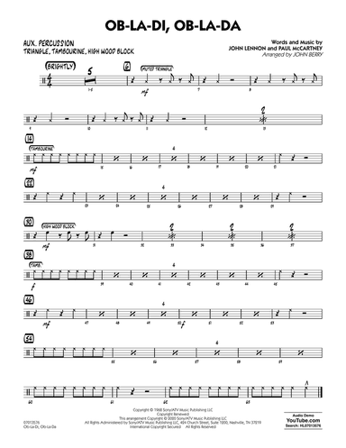 Ob-La-Di, Ob-La-Da (arr. John Berry) - Aux Percussion