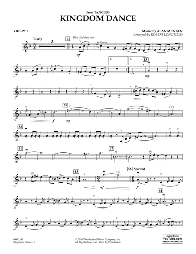 Kingdom Dance (from Tangled) - Violin 1