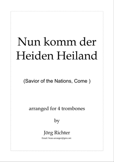 Variationen über "Nun komm, der Heiden Heiland" für Posaunenquartett