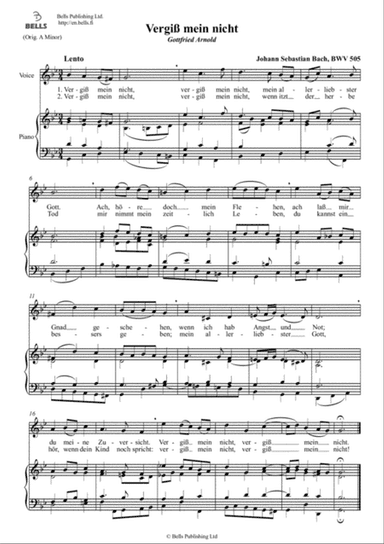 Vergiss mein nicht, BWV 505 (G minor)