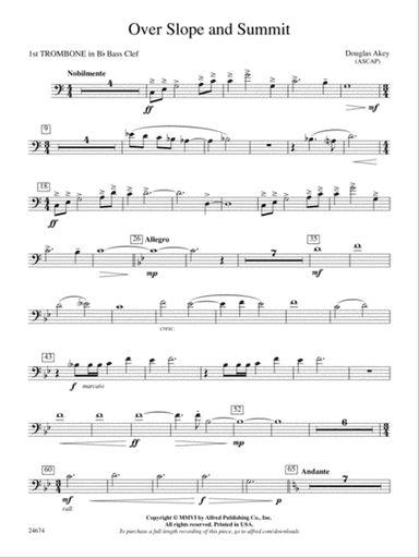 Over Slope and Summit: (wp) 1st B-flat Trombone B.C.
