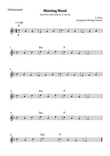 Morning Mood (solo glockenspiel - level 1 - with chords)