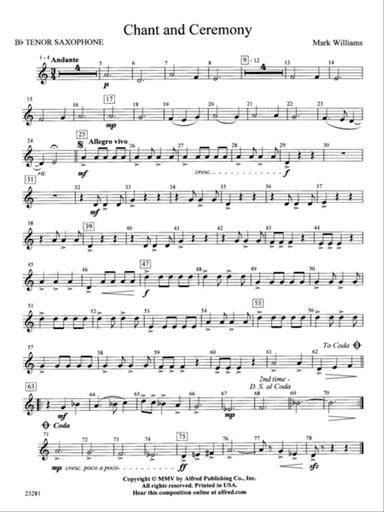 Chant and Ceremony: B-flat Tenor Saxophone