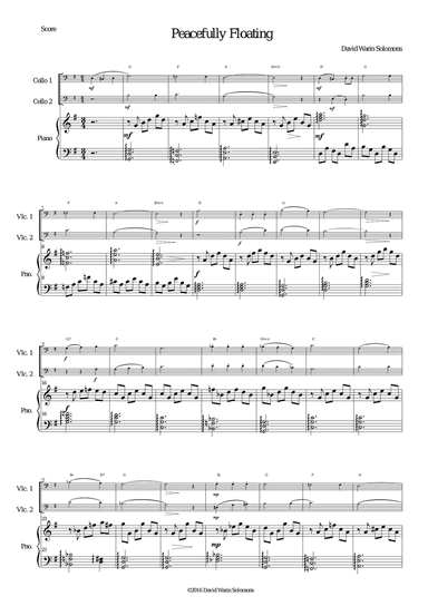 Peacefully Floating for 2 cellos and piano (and optional guitar chords)