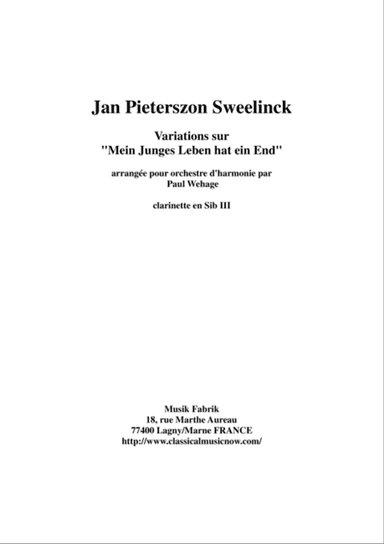 Jan Pieterszoon Sweelinck/Paul Wehage - Variations on "Mein Juges Leben hat ein ende- arranged for