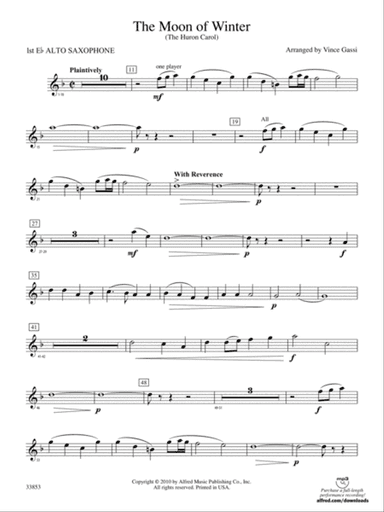 The Moon of Winter (The Huron Carol): E-flat Alto Saxophone