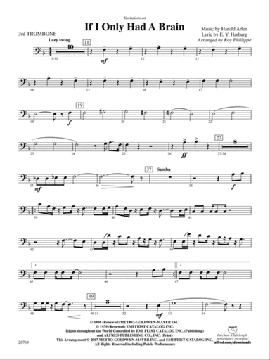 Variations on If I Only Had a Brain (from The Wizard of Oz): 3rd Trombone