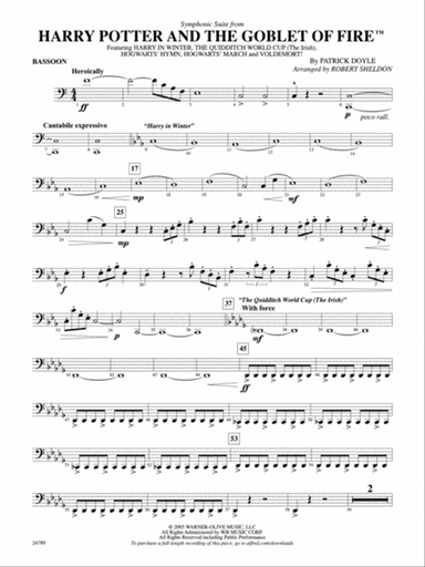 Harry Potter and the Goblet of Fire, Symphonic Suite from: Bassoon