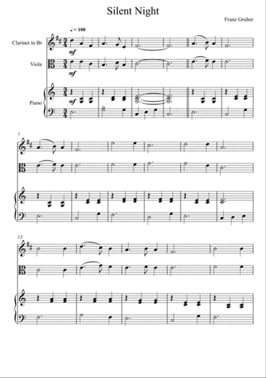 Franz Gruber - Silent Night (Clarinet and Viola Duet)