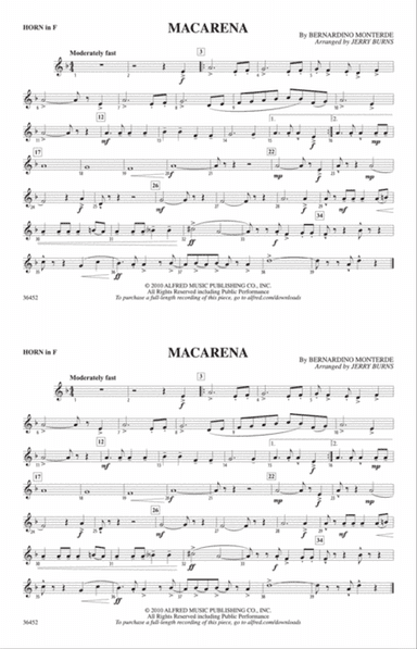Macarena: 1st F Horn