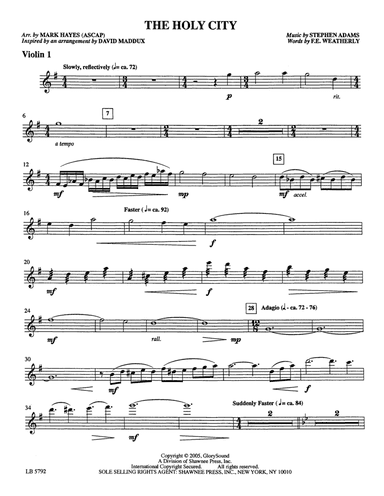 The Holy City (arr. Mark Hayes) - Violin 1
