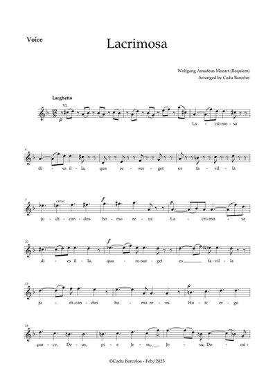 Lacrimosa - Soprano (No chords) Mozart