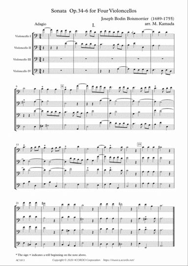 Sonata Op.34-6 for Four Violoncellos