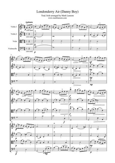 Londonderry Air (Danny Boy) for String Quartet