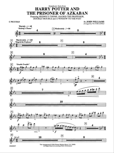 Harry Potter and the Prisoner of Azkaban, Symphonic Suite from: Piccolo