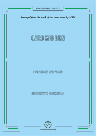 Giordani-Caro mio ben, for Violin and Piano