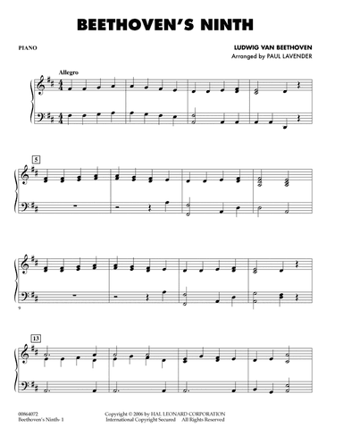 Beethoven's Ninth - Piano