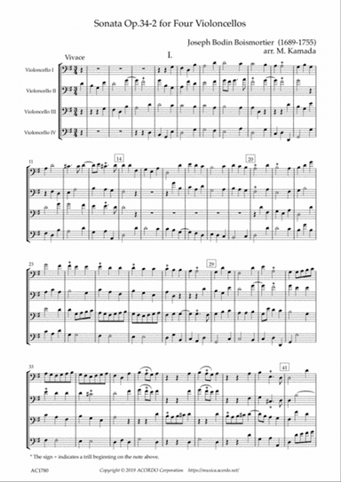 Sonata Op.34-2 for Four Violoncellos