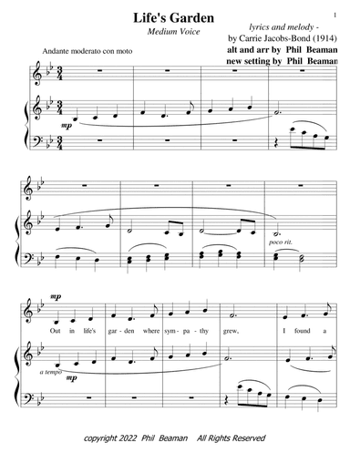 Life's Garden - medium voice-piano