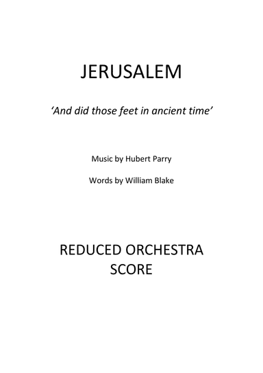 'Jerusalem' Score and parts for reduced orchestration